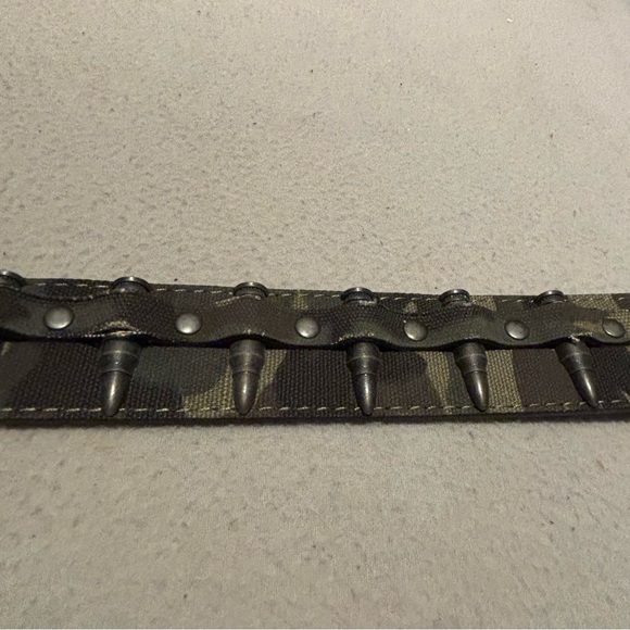 Men's Camo Canvas Faux Ammunition Studded Belt Sz 36 Gorpcore Streetwear - Picture 6 of 7